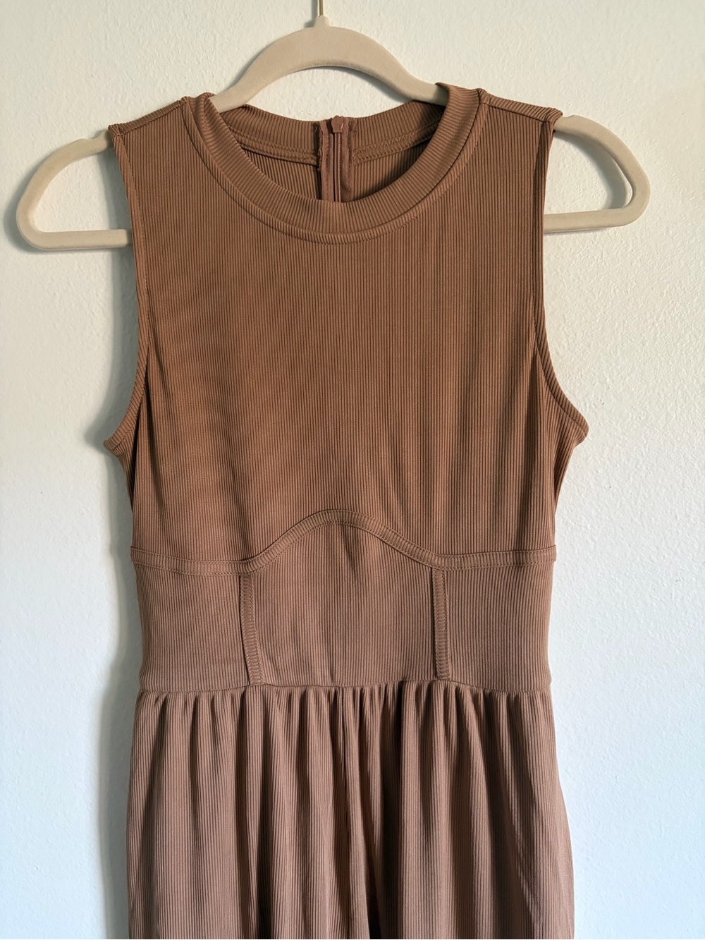 NWT Cider Jumpsuit Brown Women’s Ribbed Sleeveless Flowy Wide Leg Stretch Size S